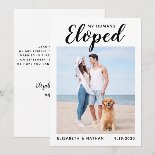 Aangepaste foto van Pet Dog Wedding Elopement Anno Save The Date (Voorkant / Achterkant)