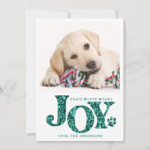 Aangepaste foto van Pet JOY Blauwgroen Pw Print Do Feestdagenkaart (Voorkant)