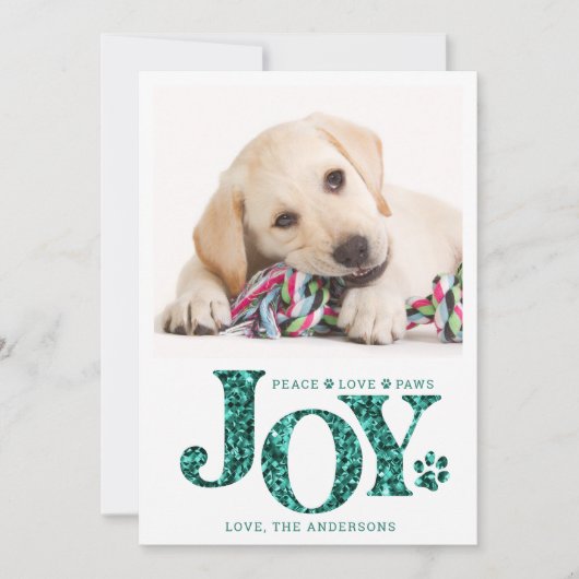 Aangepaste foto van Pet JOY Blauwgroen Pw Print Do Feestdagenkaart (Voorkant)