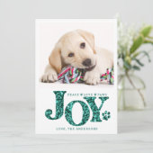 Aangepaste foto van Pet JOY Blauwgroen Pw Print Do Feestdagenkaart (Staand voorkant)