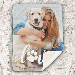 Aangepaste foto van Pet Lover Love Pw Print Dog Sherpa Deken