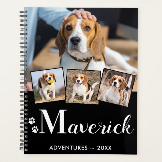 Aangepaste foto van Pet Puppy Dog Monogram Naam 5  Planner (Voorkant)