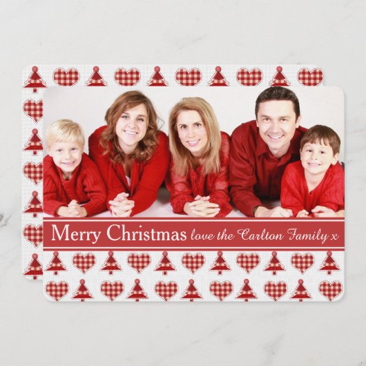 Aangepaste foto van Plays Red-kerstbomen Feestdagenkaart (Voorkant / Achterkant)