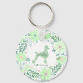 Aangepaste foto van Poodle met mintgroene bloemenk Sleutelhanger (Voorkant)