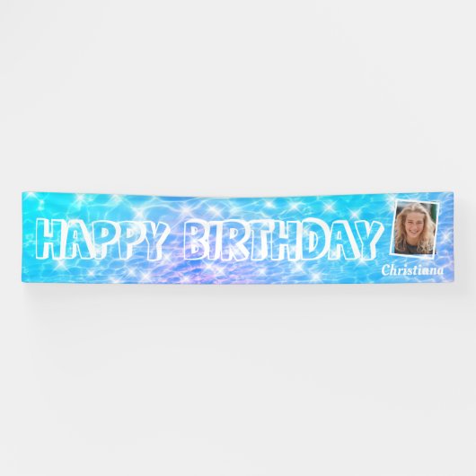 Aangepaste foto van poolpartij van Birthday Pool w Spandoek (Horizontaal)