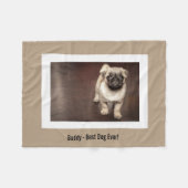 Aangepaste foto van Pug Dog en uw Pug Dog Naam Fleece Deken (Voorkant (Horizontaal))