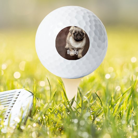 Aangepaste foto van Pug Dog en uw Pug Dog Naam Golfballen