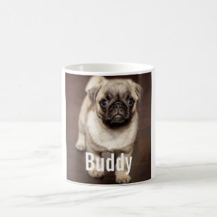 Aangepaste foto van Pug Dog en uw Pug Dog Naam Koffiemok