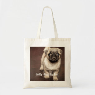 Aangepaste foto van Pug Dog en uw Pug Dog Naam Tote Bag