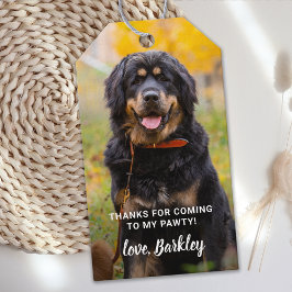 Aangepaste foto van Puppy Dog Birthday Party Pet Cadeaulabel