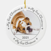 Aangepaste foto van Puppy Dog Pet voor eerste kers Keramisch Ornament (Achterkant)