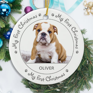 Aangepaste foto van Puppy Dog Pet voor eerste kers Keramisch Ornament