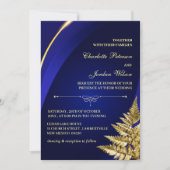 Aangepaste foto van Royal Blue en Gold Wedding Kaart (Voorkant)