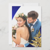 Aangepaste foto van Royal Blue en Gold Wedding Kaart (Achterkant)