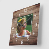 Aangepaste foto van Rustic Barn Wood Vierkante Klok (Hoek)