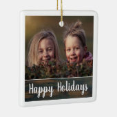 Aangepaste foto van Rustic Wood Holiday Keramisch Ornament (Rechts)