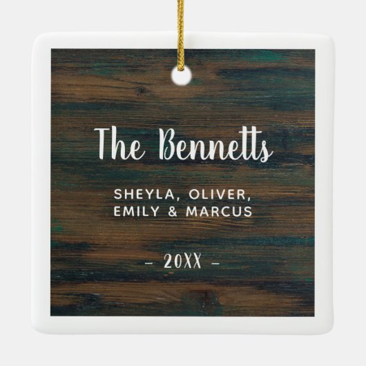 Aangepaste foto van Rustic Wood Holiday Keramisch Ornament (Achterkant)