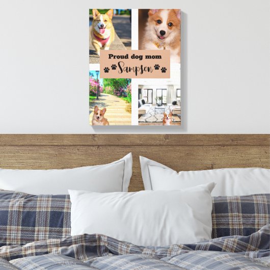Aangepaste foto van schattige hond en moeder canvas afdruk (Insitu (Slaapkamer))