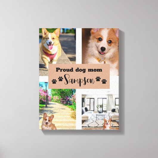 Aangepaste foto van schattige hond en moeder canvas afdruk (Voorkant)