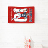 Aangepaste foto van senior voetballer met rugnumme spandoek (Insitu)