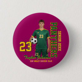 Aangepaste foto van senior voetbalspeler voor spor ronde button 5,7 cm