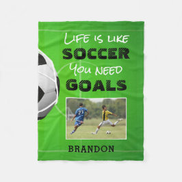 Aangepaste foto van Soccer Inspirerend Quote Fleece Deken