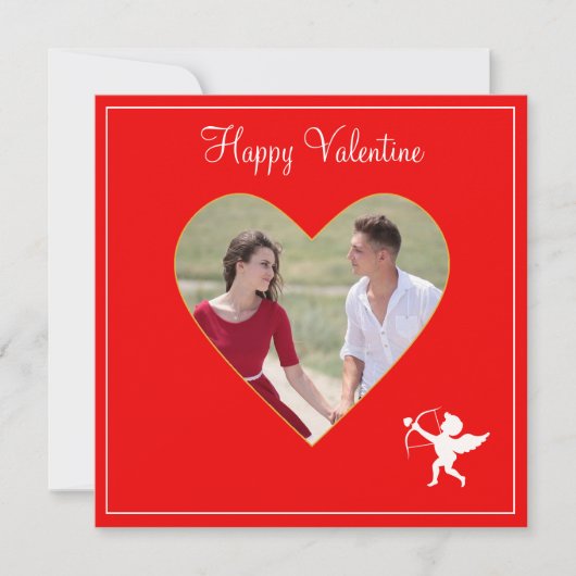 Aangepaste foto van stel & Cupido Valentijnskaart (Voorkant)