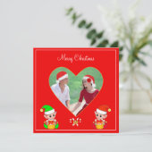 Aangepaste foto van stel & schattige elfen Kerstmi (Staand voorkant)