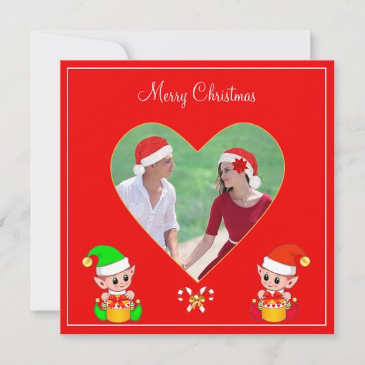 Aangepaste foto van stel & schattige elfen Kerstmi (Voorkant)