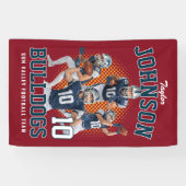 Aangepaste foto van voetballer Retro Bootleg Sport Spandoek (Horizontaal)