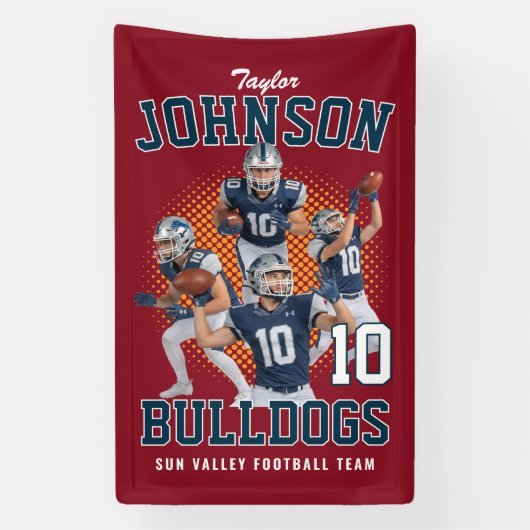 Aangepaste foto van voetballer Retro Bootleg Sport Spandoek (Verticaal)