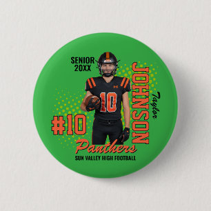 Aangepaste foto van voetballer voor seniorenavond  ronde button 5,7 cm