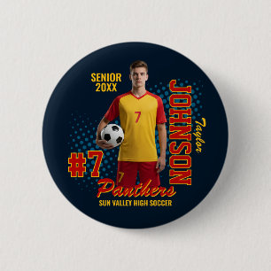 Aangepaste foto van voetballer voor seniorenavond  ronde button 5,7 cm