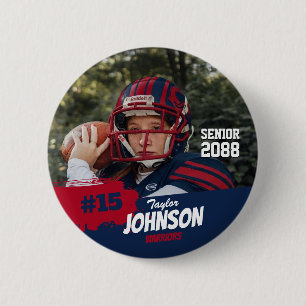 Aangepaste foto van voetbalspeler voor Senior Nigh Ronde Button 5,7 Cm