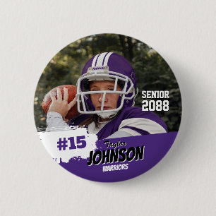 Aangepaste foto van voetbalspeler voor Senior Nigh Ronde Button 5,7 Cm