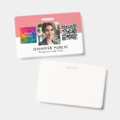 Aangepaste foto van werknemer Bedrijfslogo QR-code Badge (Voor- en achterkant)
