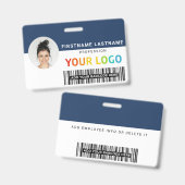 Aangepaste foto van werknemer, logo, naam, 2 stree badge (Voor- en achterkant)