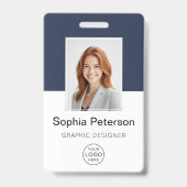 Aangepaste foto van werknemer, logo, naam badge (Voorzijde)