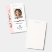 Aangepaste foto van werknemer, logo, naam Blush Ro Badge (Voor- en achterkant)
