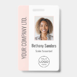 Aangepaste foto van werknemer, logo, naam Blush Ro Badge