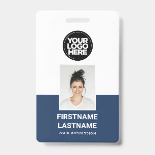 Aangepaste foto van werknemer, logo, naam, grote t badge