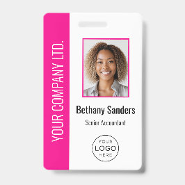 Aangepaste foto van werknemer, logo, naam heet roz badge