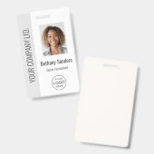 Aangepaste foto van werknemer, logo, naam Lichtgri Badge (Voor- en achterkant)