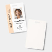 Aangepaste foto van werknemer, logo, naam perzik badge (Voor- en achterkant)