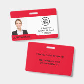 Aangepaste foto van werknemer, naam, logo, badge (Voor- en achterkant)