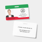 Aangepaste foto van werknemer, naam, logo, badge (Voor- en achterkant)