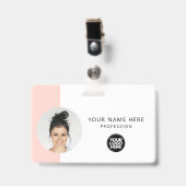 Aangepaste foto van werknemer, QR-code, logo, naam Badge (Voorzijde met clip)