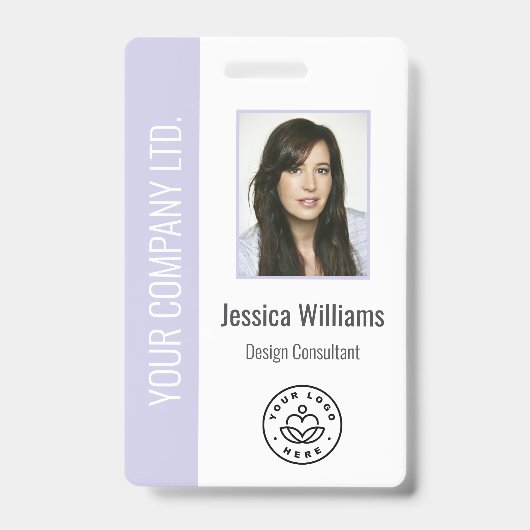 Aangepaste foto van werknemer, streepjescode, logo badge (Voorzijde)