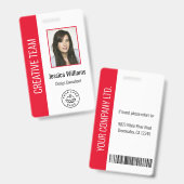 Aangepaste foto van werknemer, streepjescode, logo badge (Voor- en achterkant)