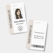 Aangepaste foto van werknemer, streepjescode, logo badge (Voor- en achterkant)